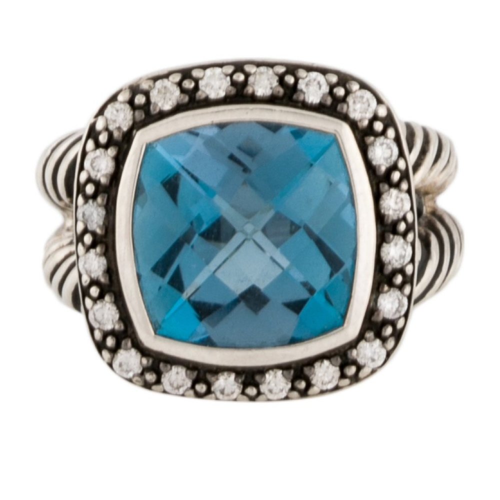 DAVID YURMAN DIAMOND & TOPAZ STERLING SILVER 925 ALBION RING